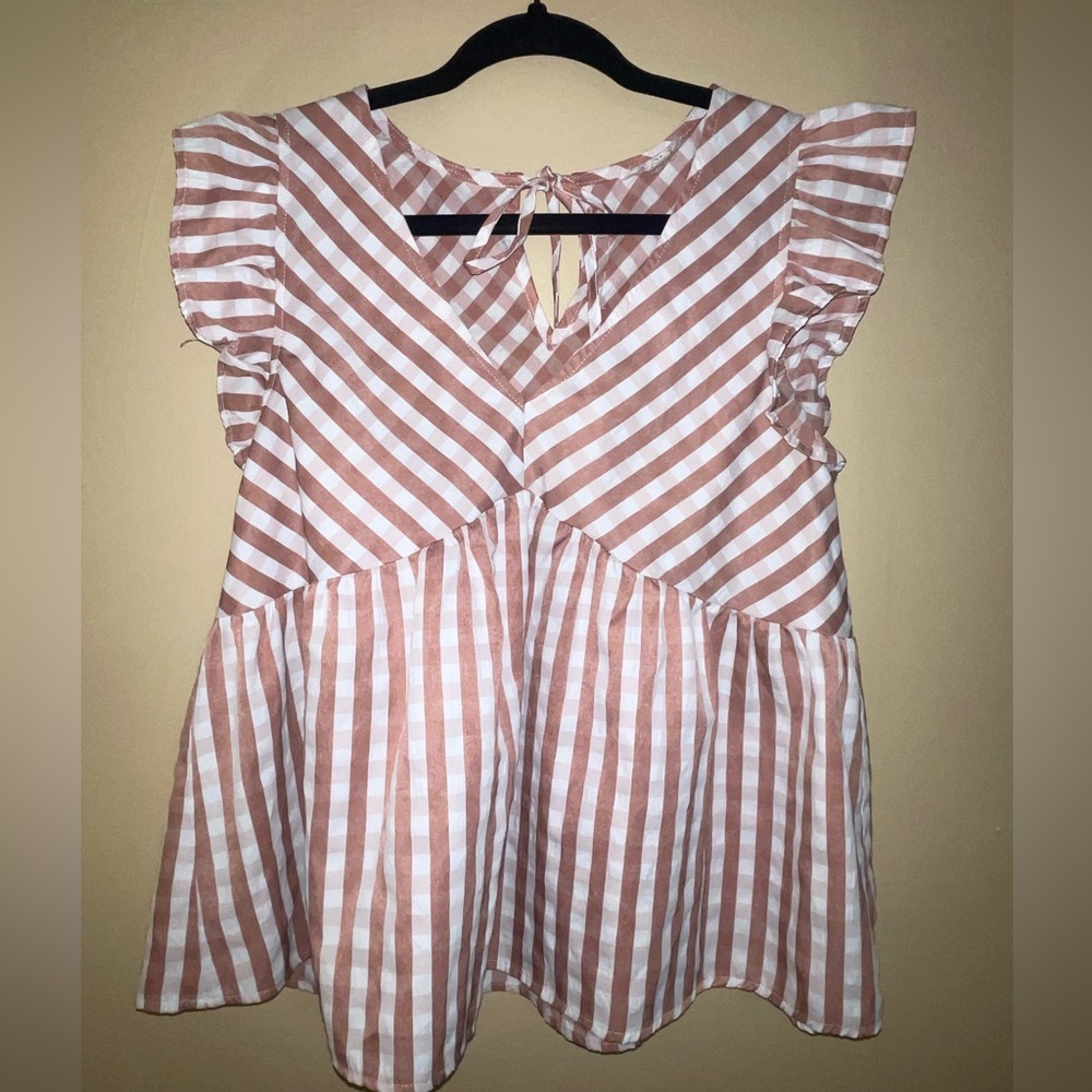 Gingham Ruffle Blouse